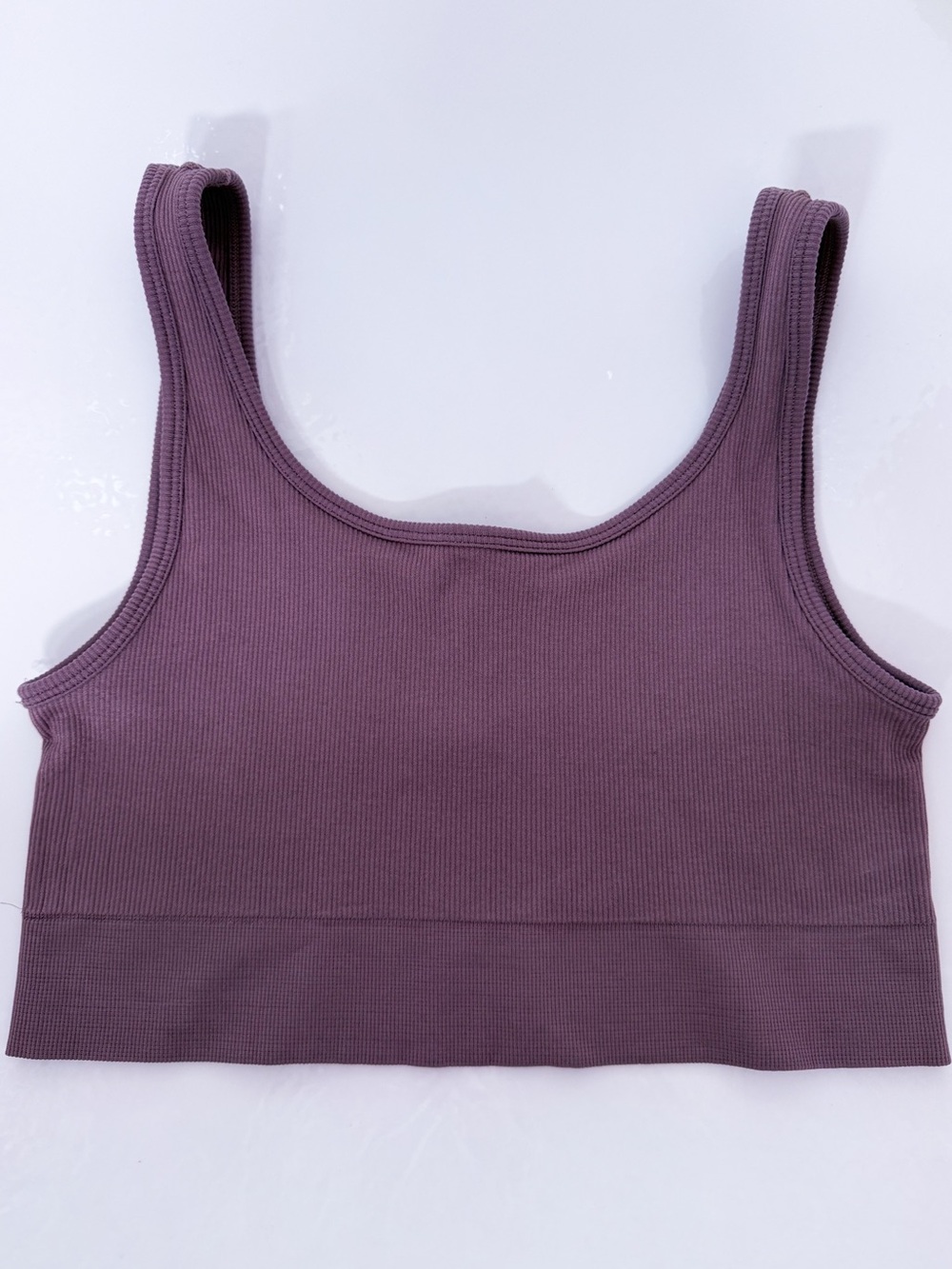 Babaton Ribbed Cropped Bralette Tank Mauve Purple Medium